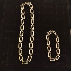 Elegant Gold Chain Necklace and Bracelet Set